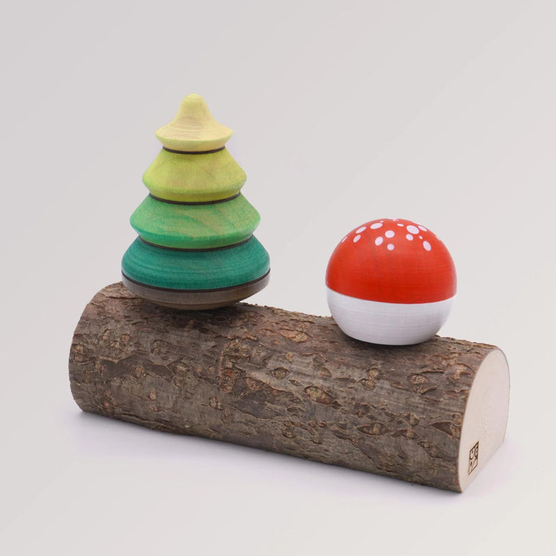 Tree + Spotted Mushroom Spinning Tops