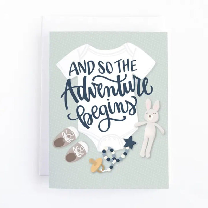 "And So The Adventure Begins" Baby Shower Card
