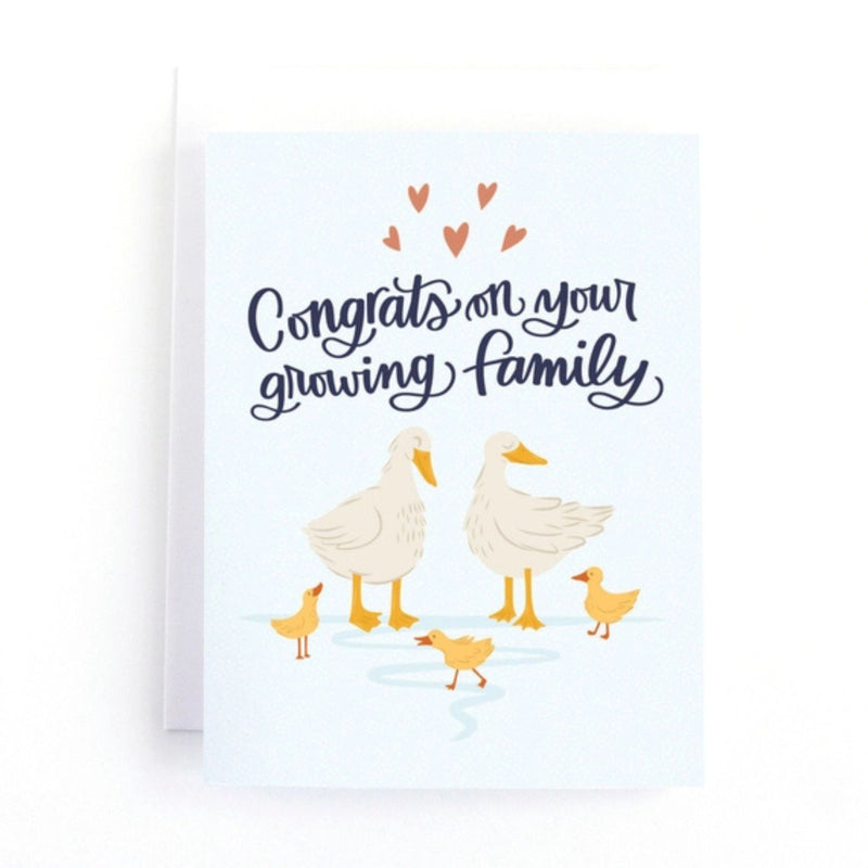 "Congrats on your growing family" Ducking Baby Card