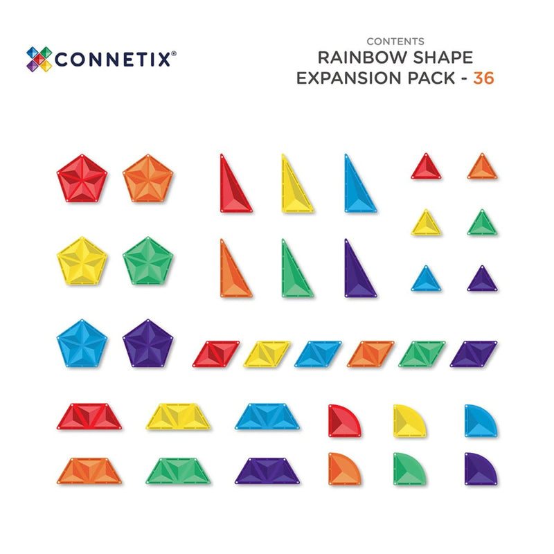 Magnetic Tiles Rainbow - Shape Expansion Pack 36 pcs