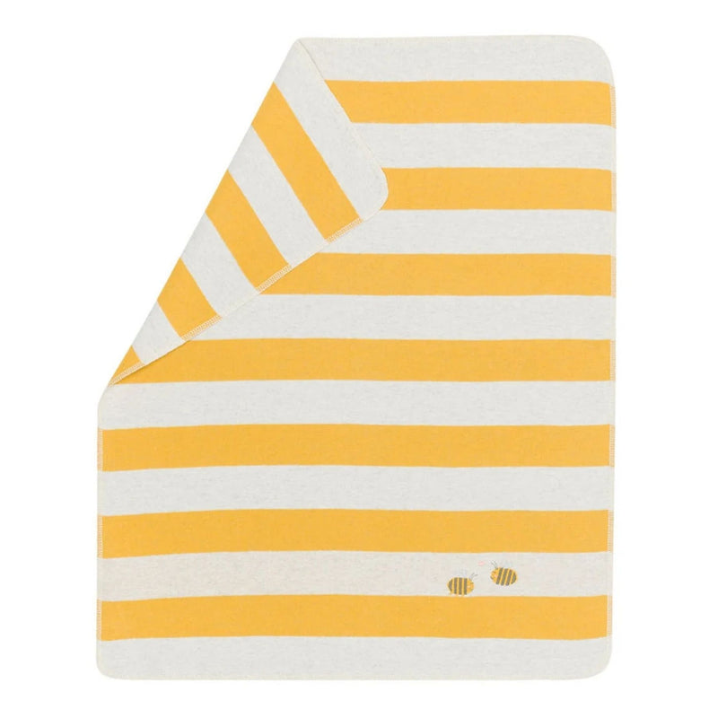 Juwel Baby Flannel Blanket - Stripes with Embroidered Bees