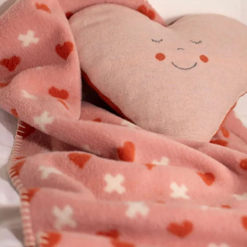 Mila Toddler Velour Blanket - Hearts + Crosses Allover