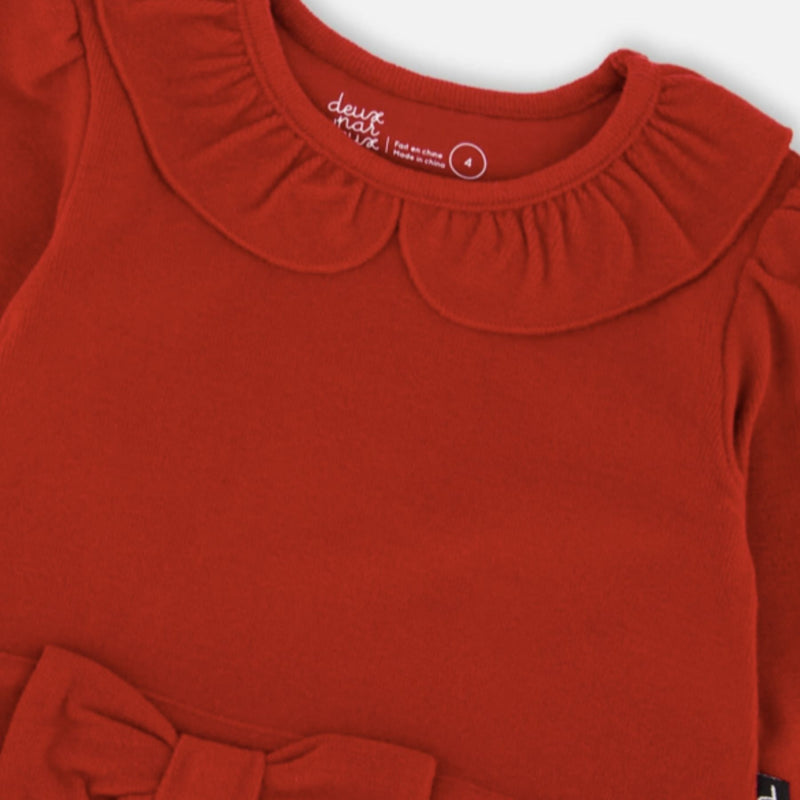 Bi-Material Red Dress with Glitter Skirt