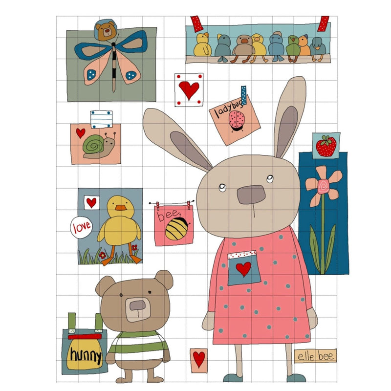 Bunny's Art Wall, Girl Birthday Card