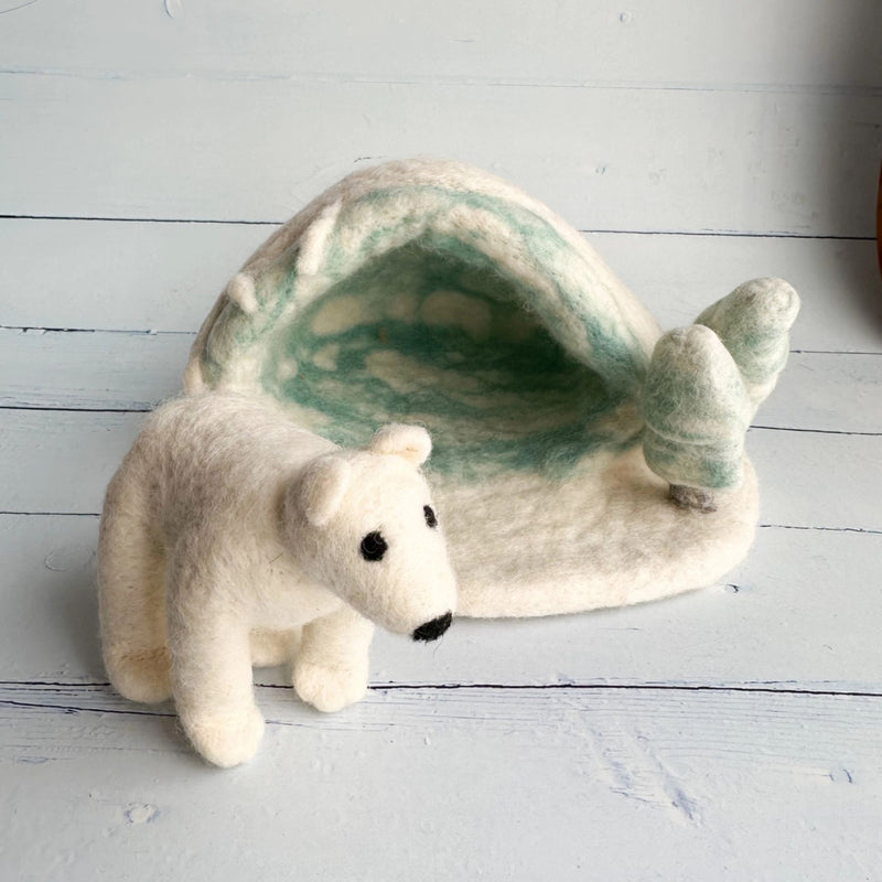 Felt Polar Bear + Winter Cave