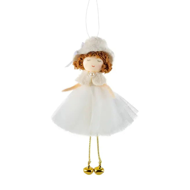 Girl in Tulle Skirt, Hat and Gold Bells Ornament