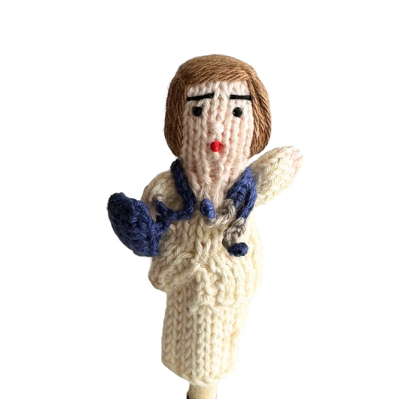 Organic Cotton Finger Puppet - Doctor