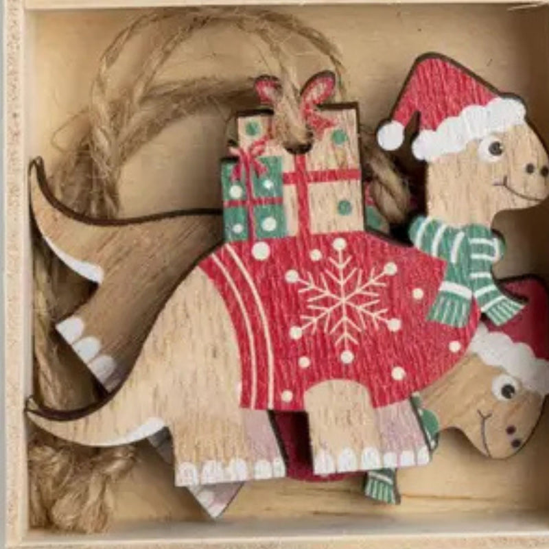 Mini Printed Wood Ornaments, Dino