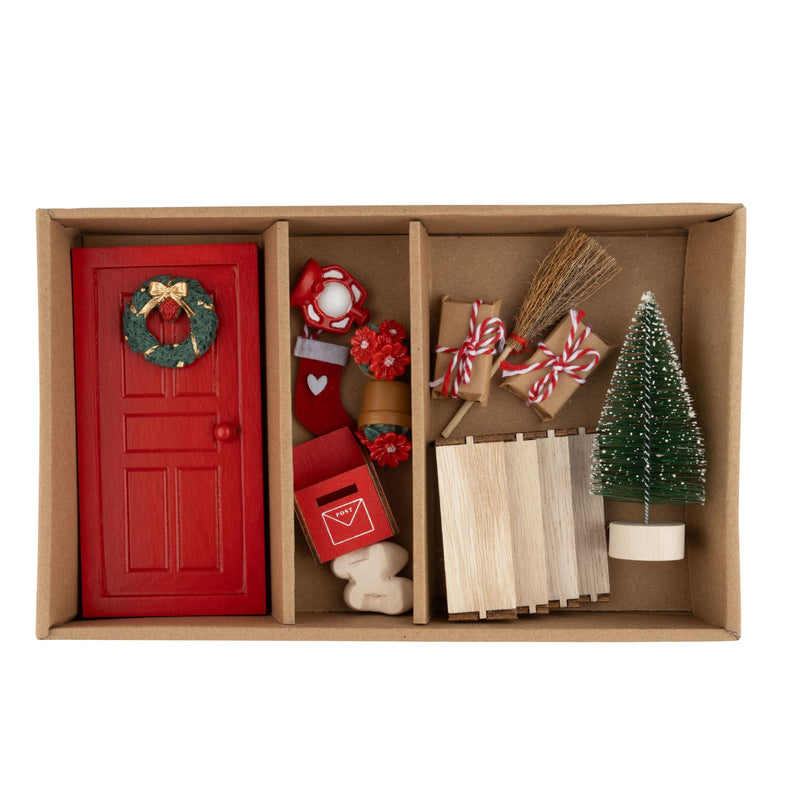 Miniature Christmas Doorway Set - Red Door