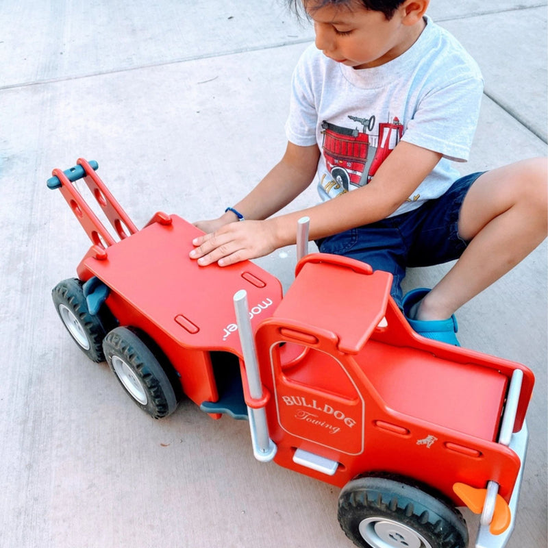 Wooden Ride-On Mack Truck, Red