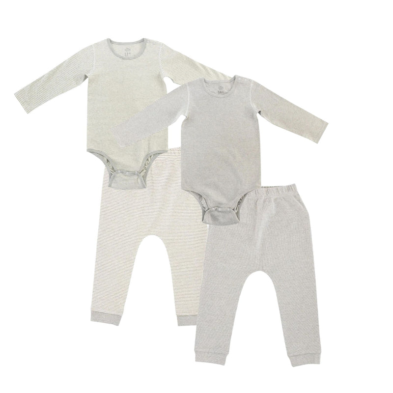 Organic Cotton Long Sleeve Onesie + Harem Pants Set - Dark Grey
