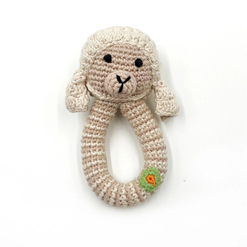 Organic Cotton Lamb Ring Rattle