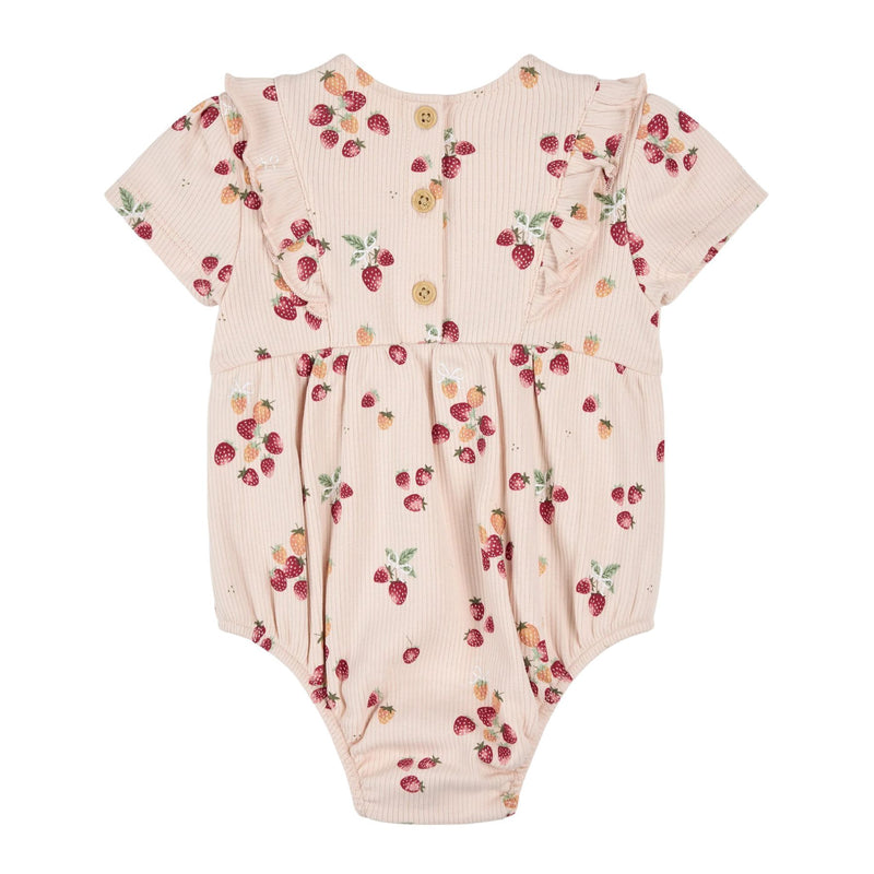 Strawberry Pint Ribbed Bubble Romper