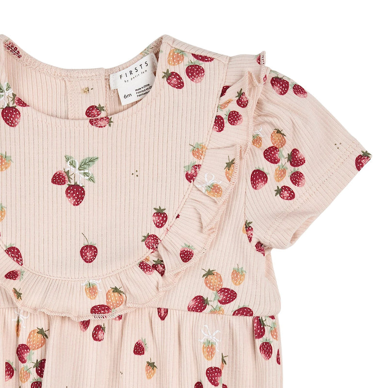 Strawberry Pint Ribbed Bubble Romper