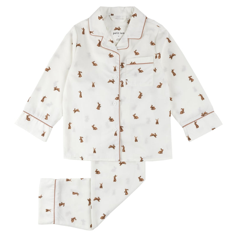 Hoppy Bunnies on Poplin PJ Set