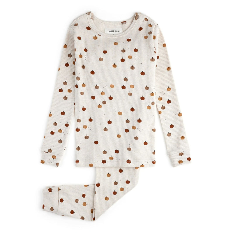 Pumpkin Print on Heathered Oatmeal PJ Set