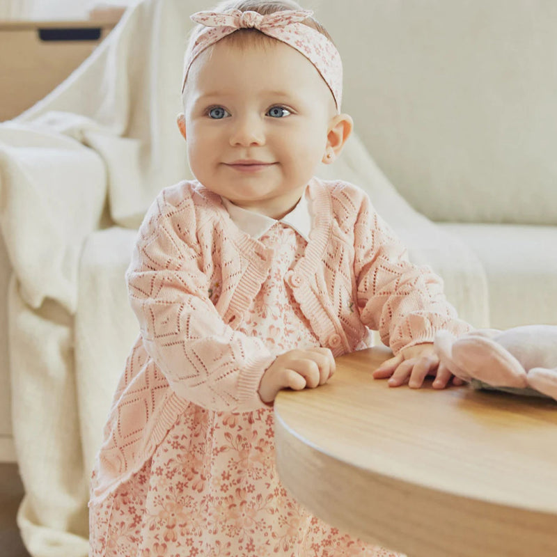 Rose Quartz Pointelle Knit Cardigan