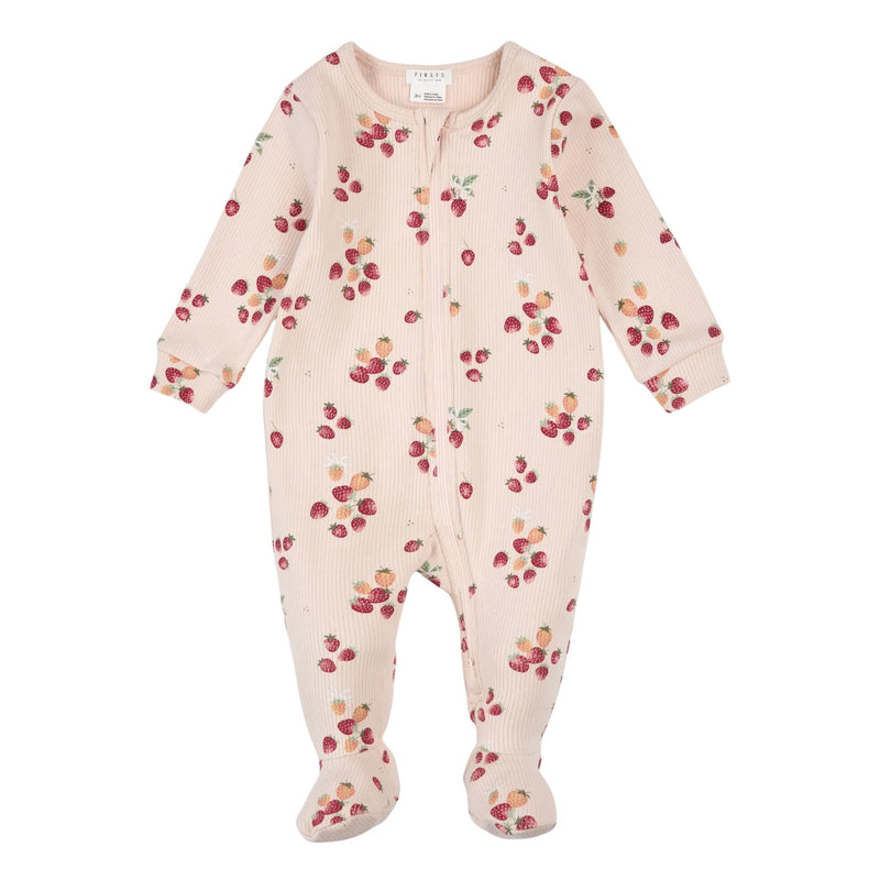 Strawberry Pint Ribbed Footed Sleeper