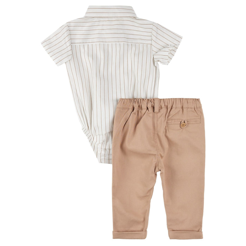 Striped Shirt + Pants 3pc Poplin Set
