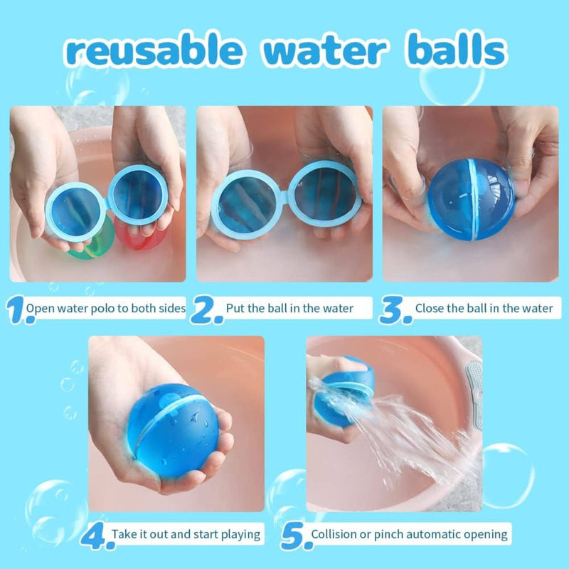 Reusable Silicone Water Balls, Magnet Closures - 6 Pack