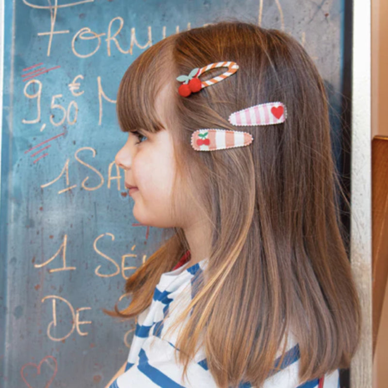 Cherry Stripe Fabric Clip Set