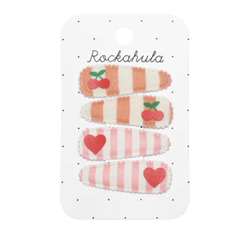 Cherry Stripe Fabric Clip Set