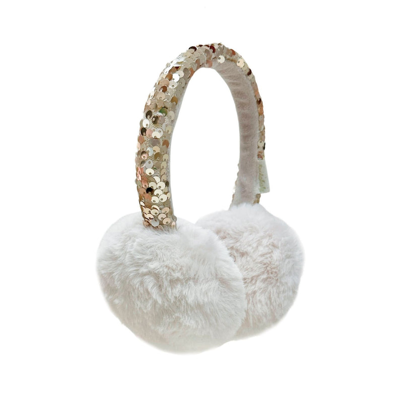 Shimmer Sequin Earmuffs - Off White