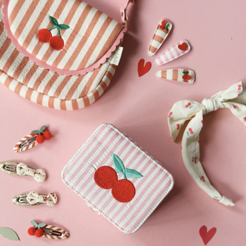 Cherry Stripe Fabric Clip Set