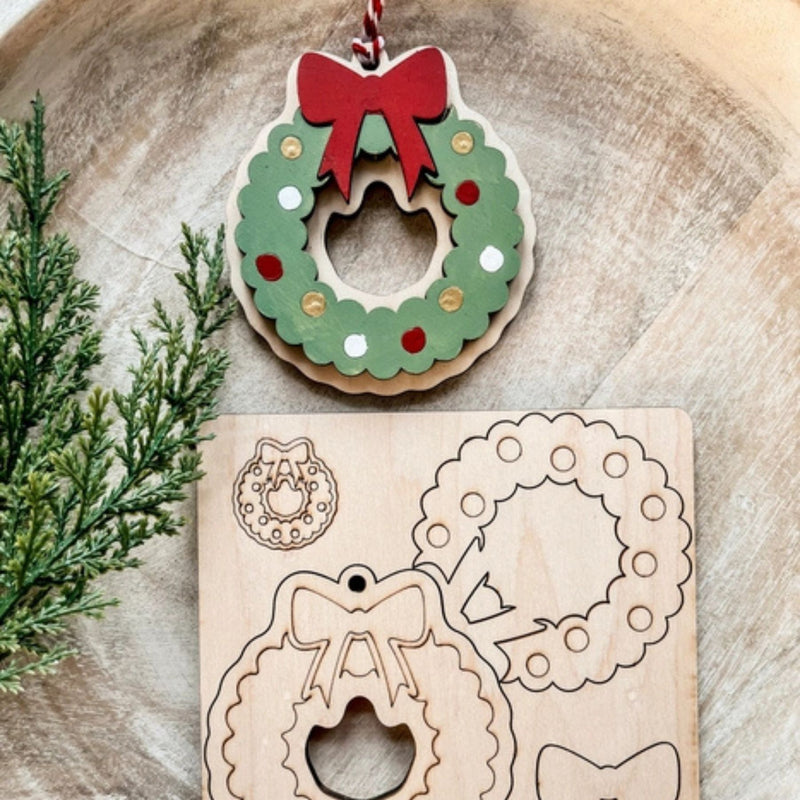 DIY Wooden Pop-Out Ornament - Christmas Wreath