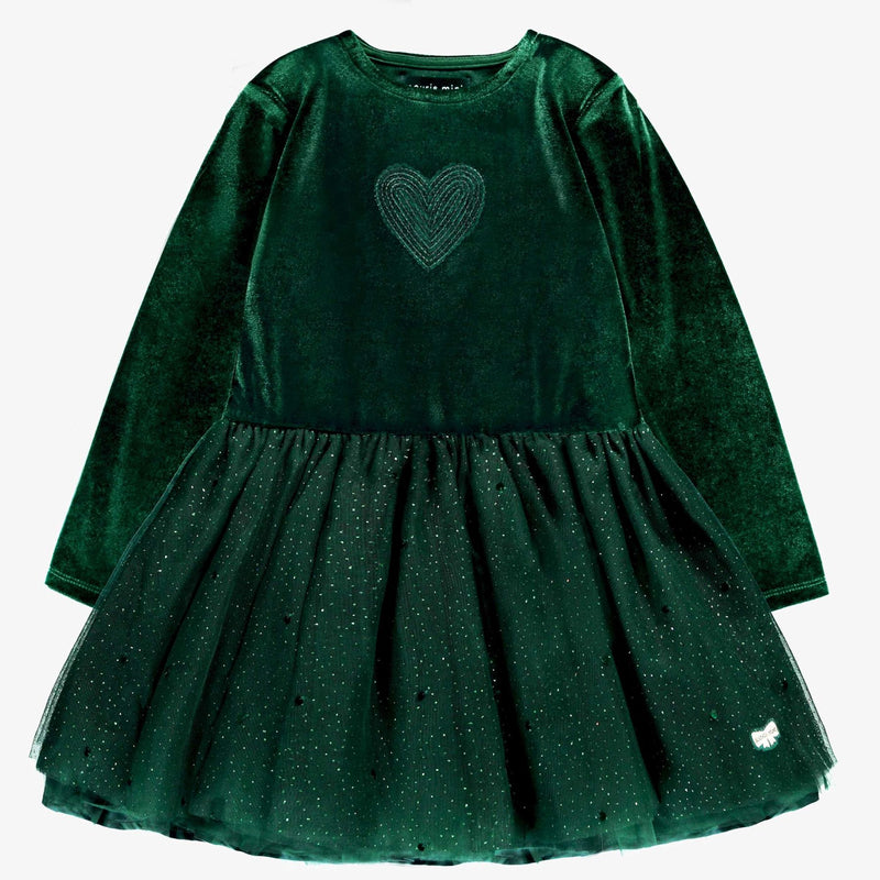 Green Dress in Velvet + Sequin