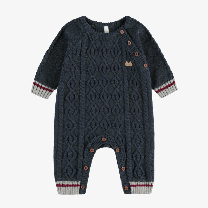 One-Piece Long Sleeves Knit - Navy Grey