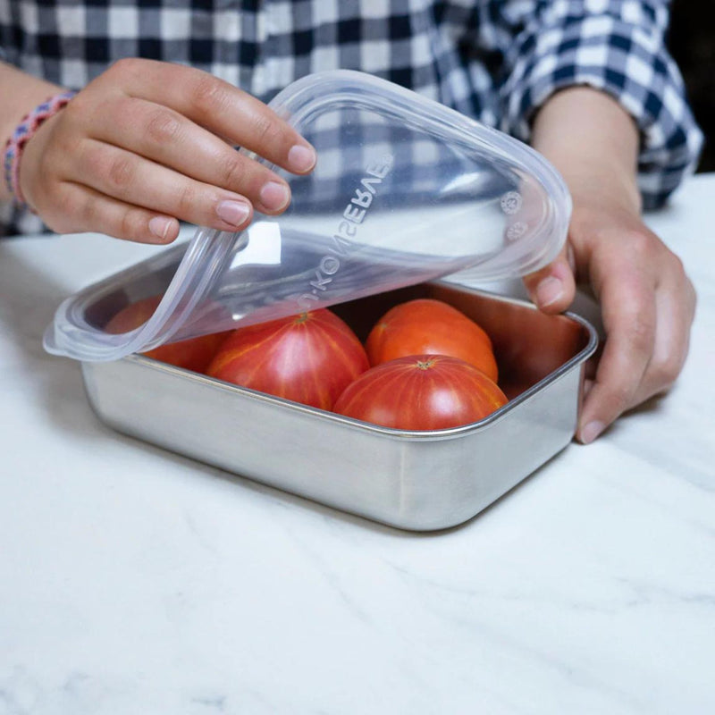 Rectangular Stainless Steel Food Container with Silicone Lid