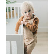 Beba Bean Vintage Linen Romper - Sand-Simply Green Baby
