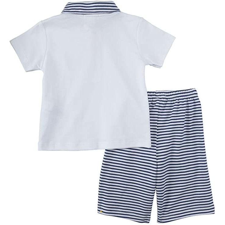 Kissy Kissy Bermuda Short Set - Topsail Blue Stripe-Simply Green Baby