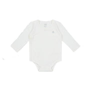 Nest Designs Organic Cotton Ribbed Kimono LS Onesie - White-Simply Green Baby
